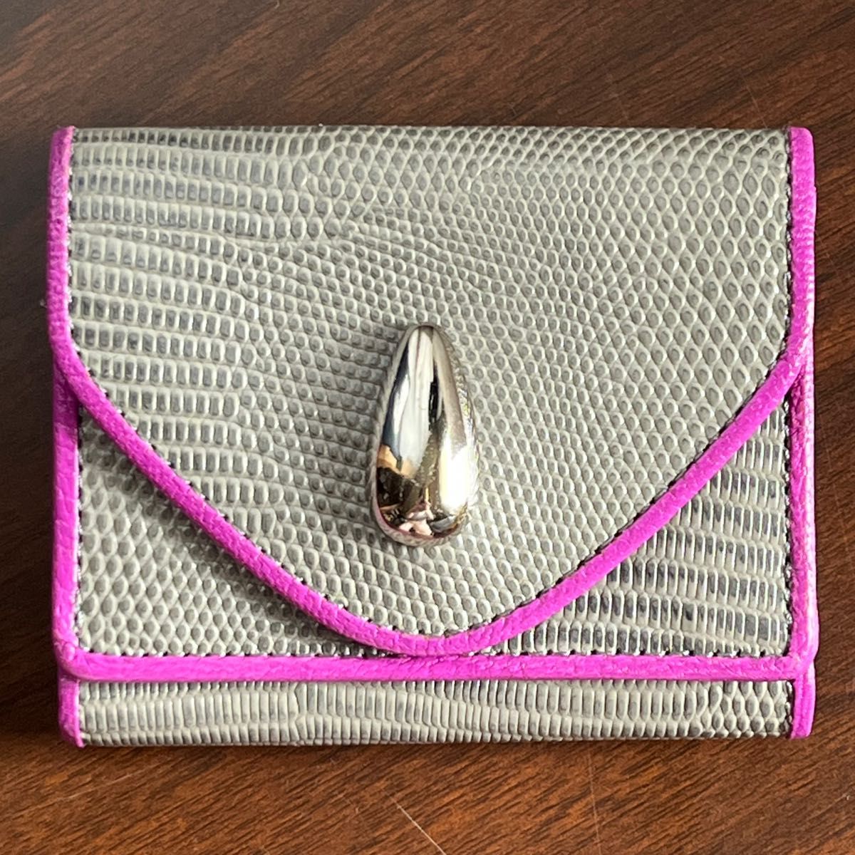TOFF&LOADSTONE デリスリザード財布 三つ折りミニ 灰色×紫