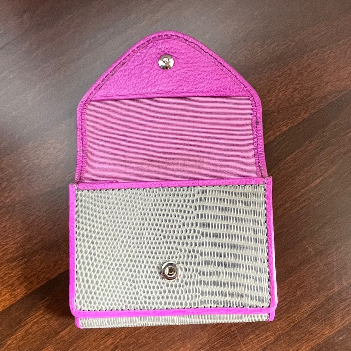 TOFF&LOADSTONE デリスリザード財布 三つ折りミニ 灰色×紫