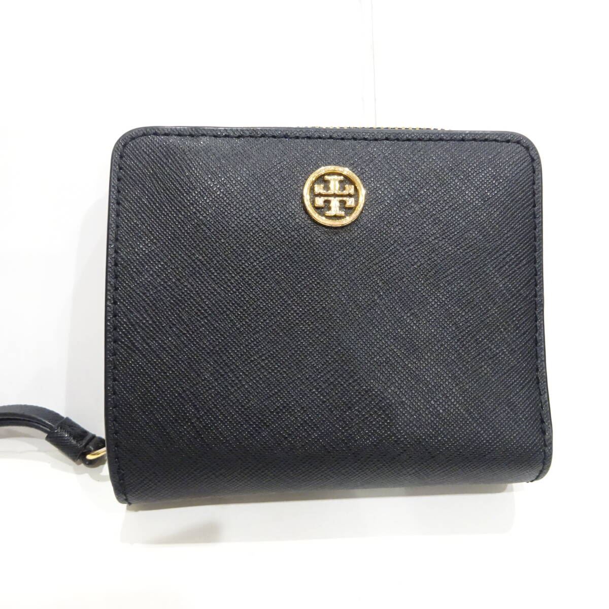 1円～ トリーバーチ Tory Burch 二つ折り財布 ロビンソン ミニウォレット 黒 ブラック系 _画像1