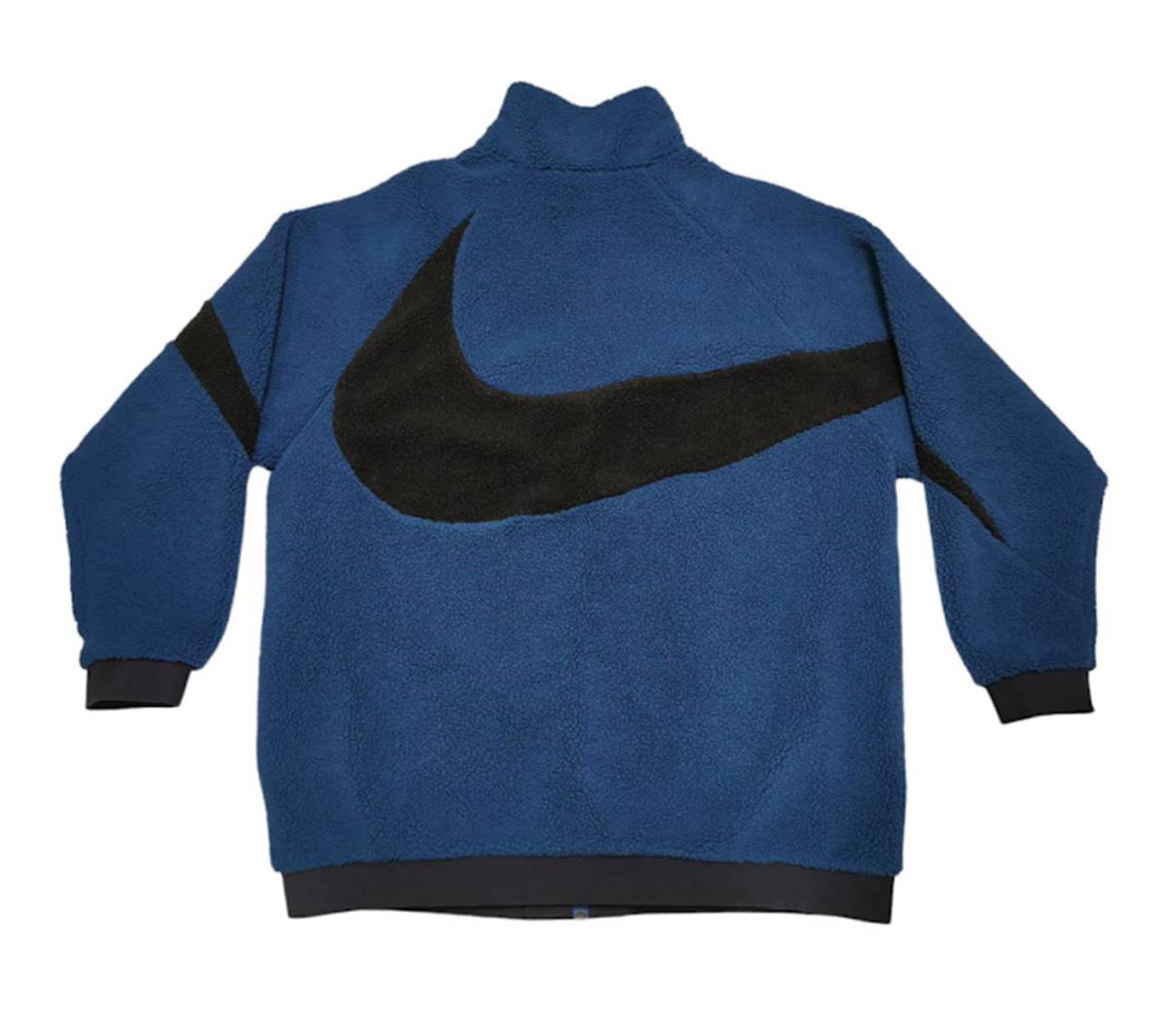 海外限定 日本未発売カラー NIKE リバーシブル ボアジャケット 紺系×黒 L Nike NSW Reversible Swoosh Full Zip Jacket Black/Blue Force_画像2