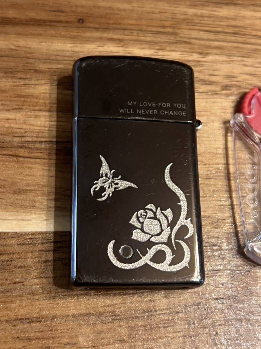 ZIPPO ジッポー オイルライター バラ 蝶々 フリント3つ付き 喫煙具 Zippo ジッポライタ_画像4