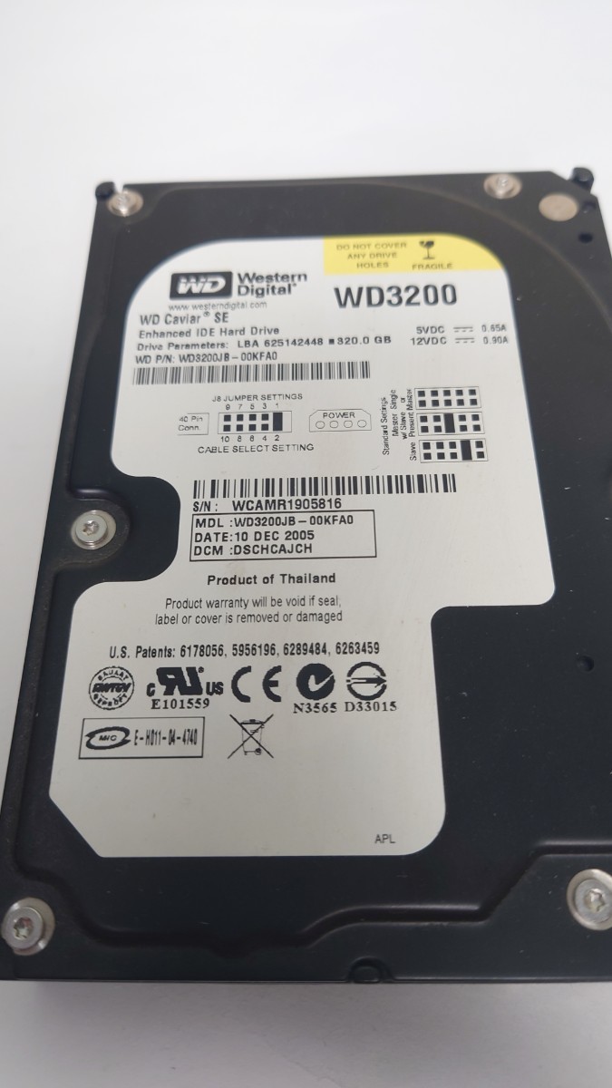 【ジャンク】3台セット320G×2 160G 日立 HITACHI WD 3.5インチ内蔵 HDD/IDE接続 CrystalDiskInfo「正常」 / 使用時間「少」_画像4