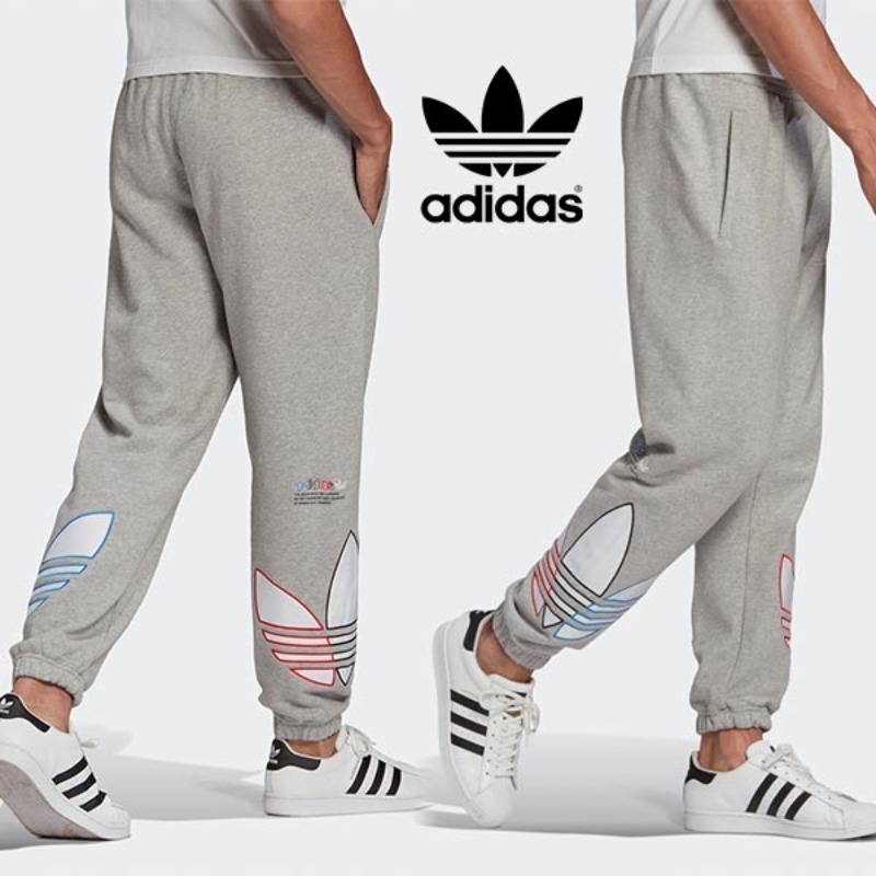 新品 adidas originals アディダス オリジナルス ビッグトレフォイル スウェット パンツ ジョガーパンツ トリコロール Ｍ グレー_画像2