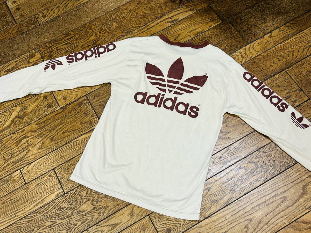 A2813 アディダス adidas◆80年代ビンテージ 長袖 Tシャツ/ロンT メンズL オフホワイト VANCO_画像2