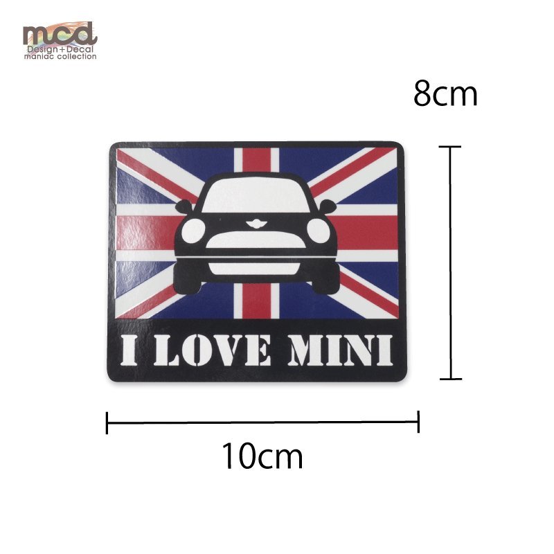 I LOVE mini ステッカー デカール イギリス国旗 シルバー ミニクーパー minicooper ワンポイント 10cm 1枚_画像4