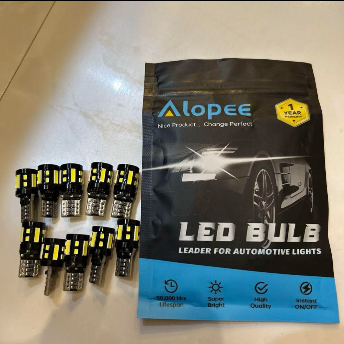 ALOPEE t10 LED の球根、6500K 明るい白 t10 led