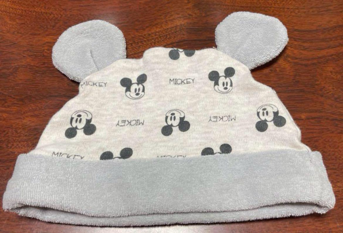 ミッキーマウス 耳付き帽子 42cm〜44cm 綿100 ディズニーベビー コットン キャップ_画像2
