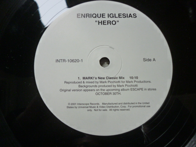 Enrique Iglesias / Hero 12X2+1 レア 3枚セット アップリフト LATIN VOCAL Original Mix / MARK! / Minge Binge / Thunderpuss_画像3