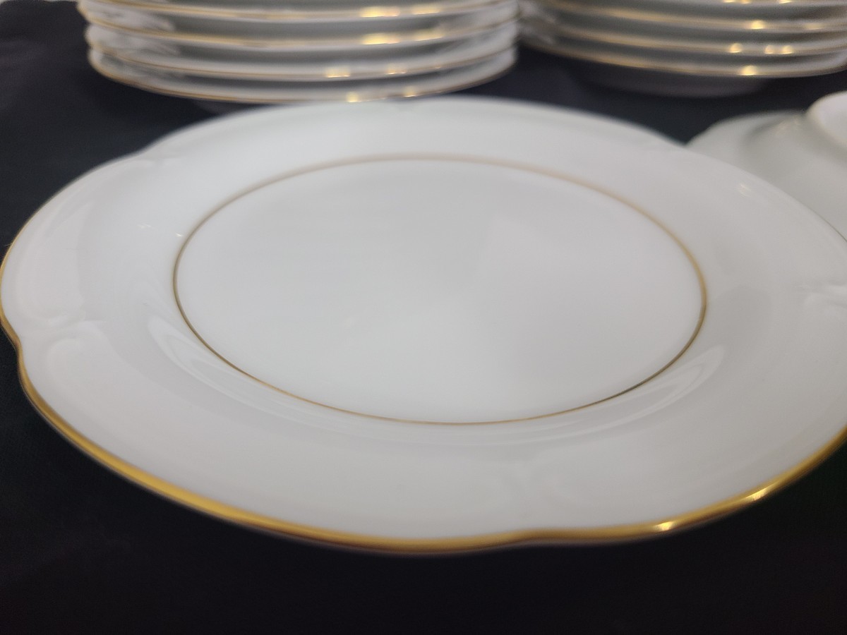 大倉陶園 OKURA ケーキ皿 21枚 銘々皿 小皿 プレート 金彩 ホワイト 直径約14cm D2の画像3