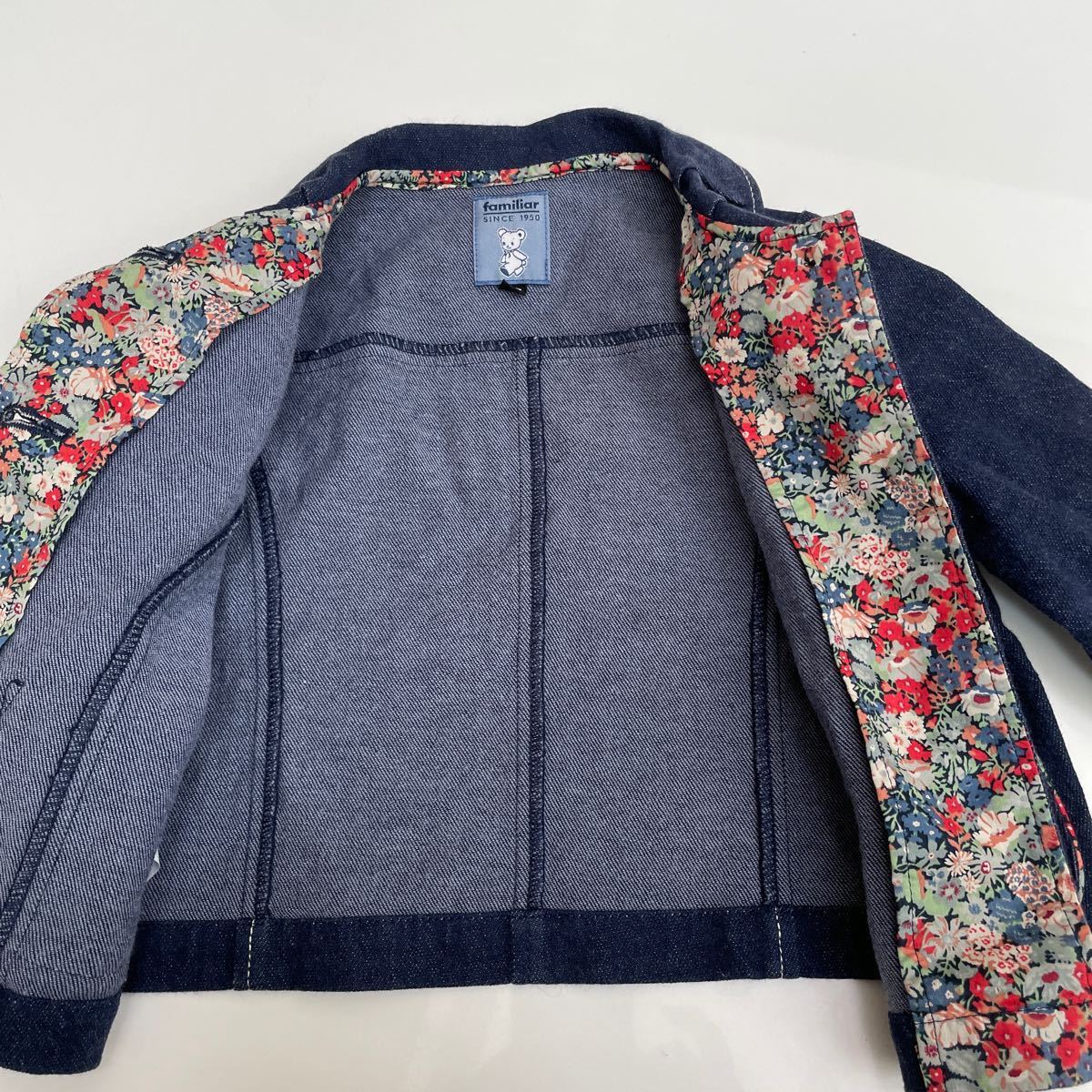  Familia familiar* new goods Denim jacket 90* floral print Liberty jumper outer garment outer 
