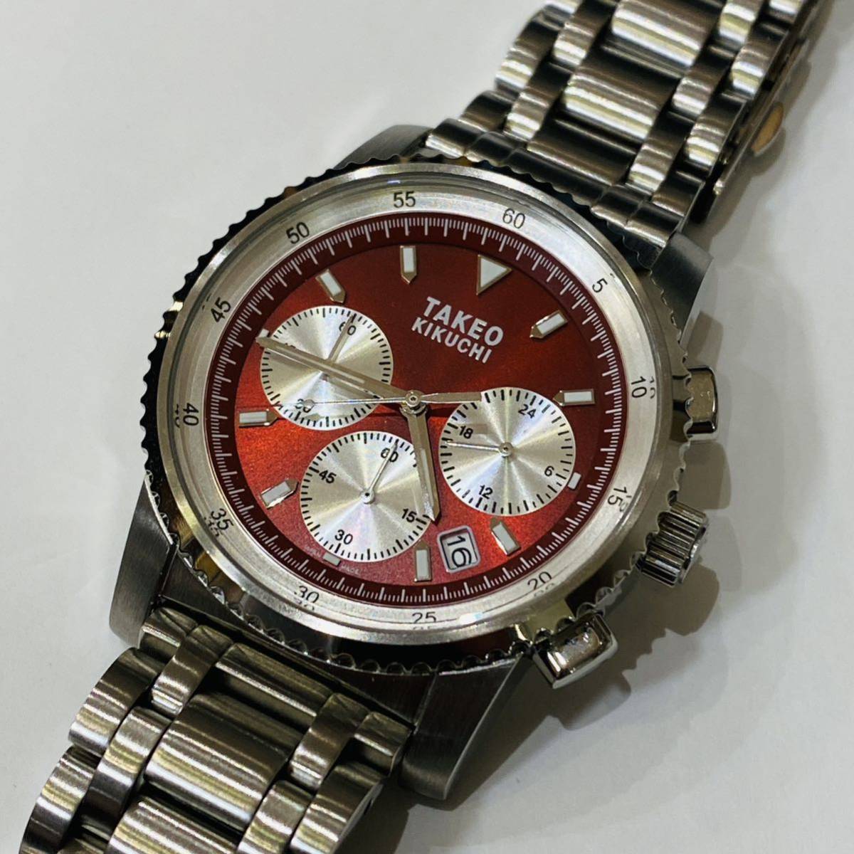 【未使用品】タケオキクチ TAKEO KIKUCHI 腕時計 Watch 【稼動品】レッドダイヤル 赤文字盤_画像1
