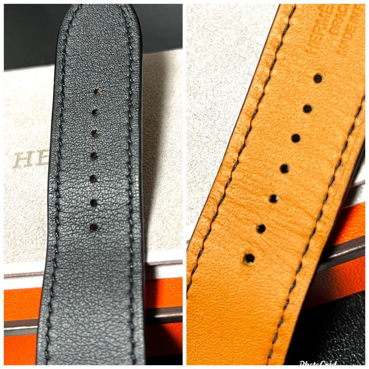 美品 Apple watch HERMES 49mm 45mm 44mm 42mm適応 アトラージュ レザーバンド アップルウォッチ エルメス 純正 正規品 ベルト ブラック 黒_画像7