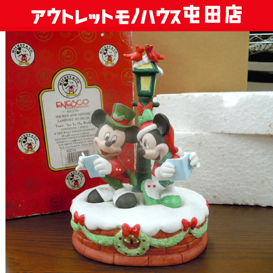 ディズニー ENESCO オルゴール 652776 ミッキー＆ミニー LAMPOST MUSICAL「JoyToTheWorld」クリスマス 札幌市_画像1