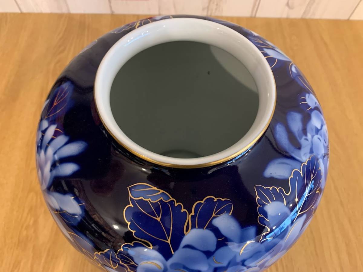 深川製磁 金彩 花瓶 花器 花入 フラワーベース 茶道具 華道具 有田焼 高さ約26㎝_画像5