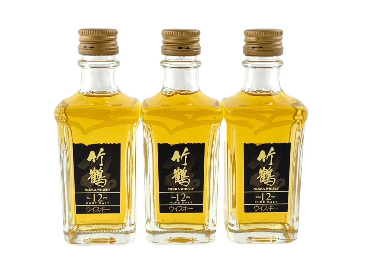 2T4★ウイスキー50ml/ミニボトル 3点セット★NIKKA WHISKY ニッカ ウイスキー 竹鶴 12年 黒ラベル 角瓶 ジャパニーズウィスキー _画像2