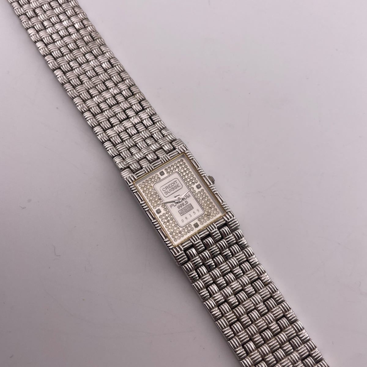 QZ クレディスイス プラチナインゴットウォッチ 09359 シルバ文字盤 腕時計 【a1654】