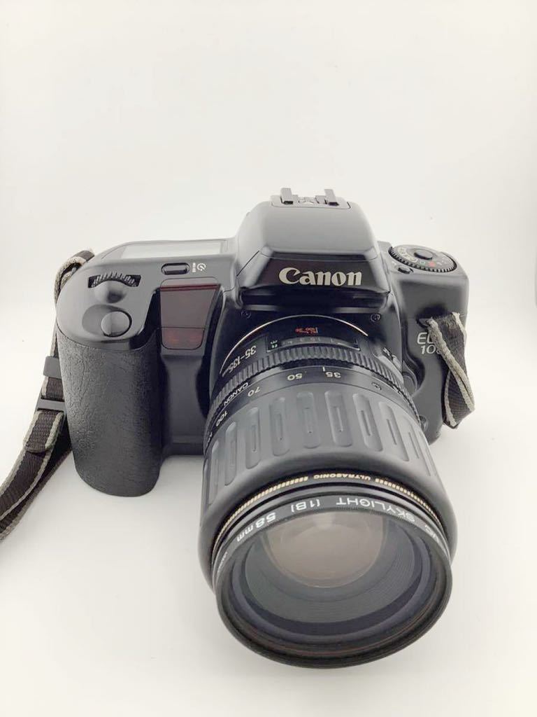 CANON EOS 10 QD フィルムカメラ　一眼レフカメラ　ブラックボディ　Kenko MC SKYLIGHT (1B) 58mm 通電確認済　(k5445-n85)_画像2