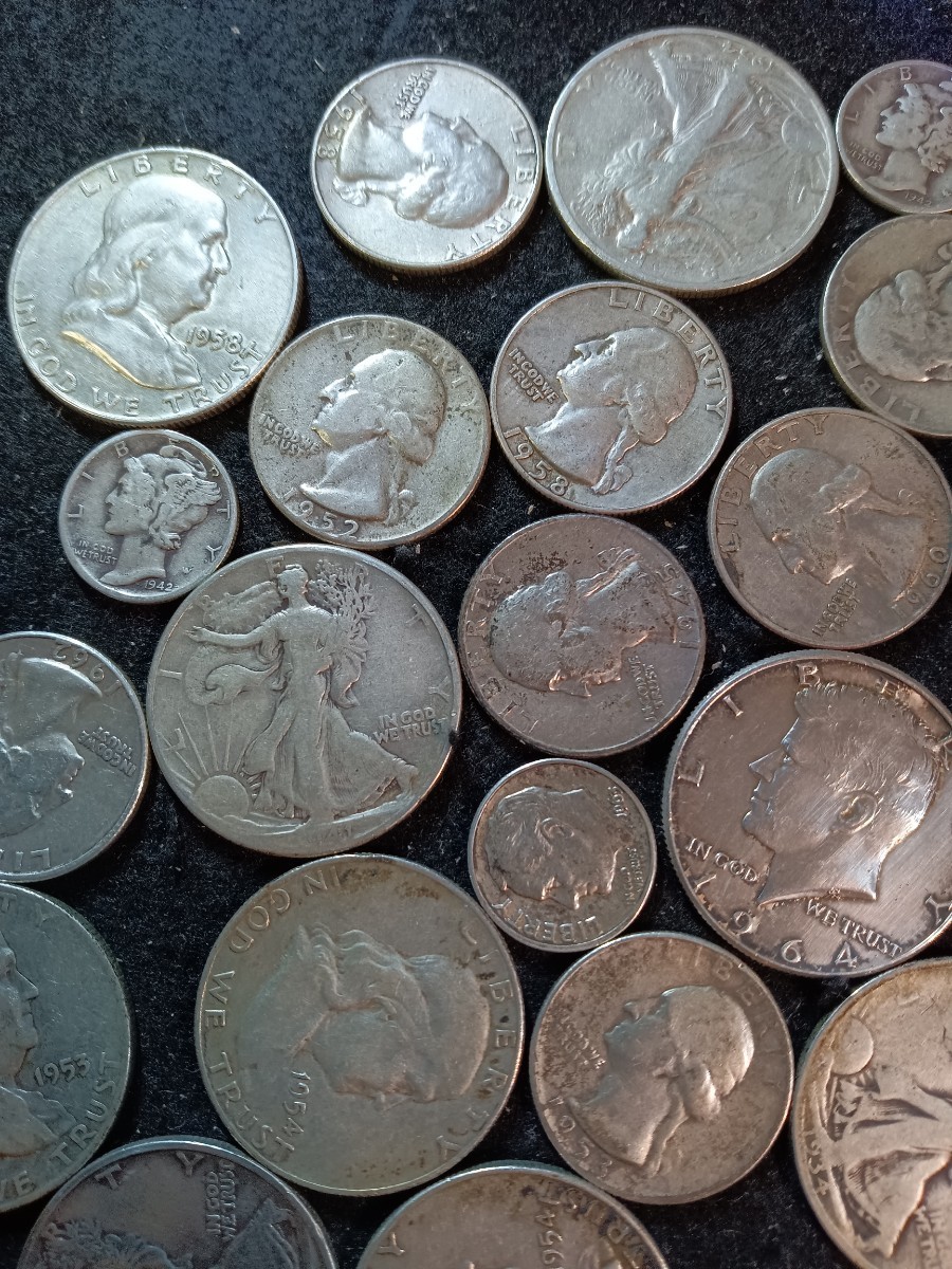 アメリカアンティーク銀貨 全てsilver900 ウォーキングリバティハーフダラー、ケネディハーフダラー、フランクリン その他合計35枚の画像3