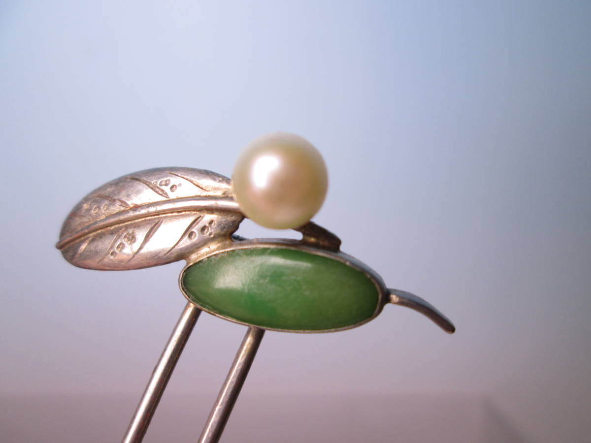 【江月】アンティーク・彫金細工 本真珠飾りのかんざし ケース付_画像4