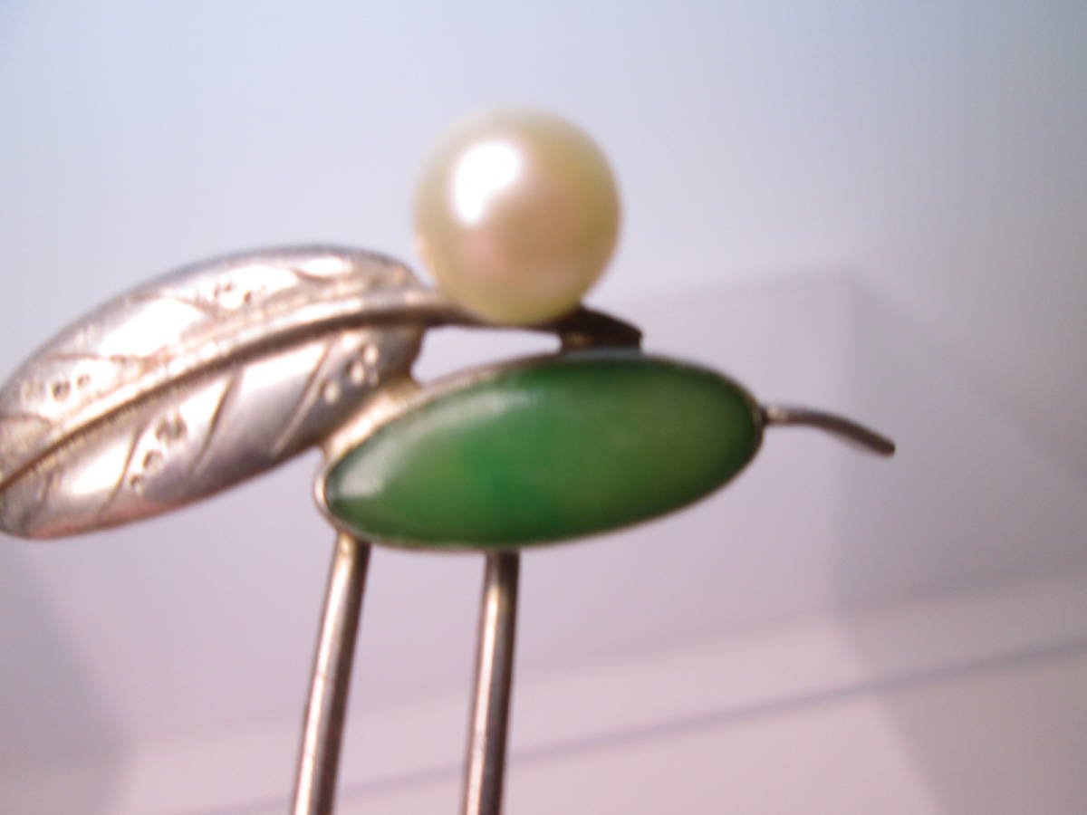 【江月】アンティーク・彫金細工 本真珠飾りのかんざし ケース付_画像7
