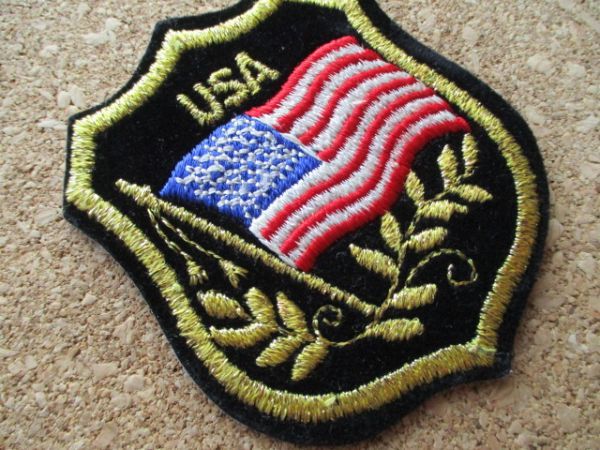 70s 米国製USA星条旗 アメリカ国旗 ビンテージ刺繍ワッペン/エンブレムUS旗フラッグ観光patches旅行アメリカ旅MADE IN USA D21_画像2