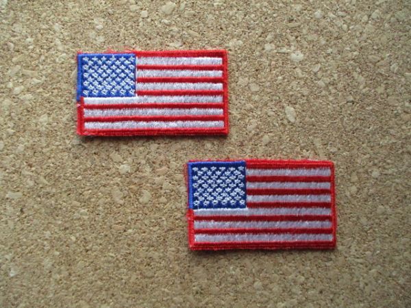 【2枚セット】70s 米国アメリカ星条旗ビンテージ ワッペン/U.S.A.国旗PATCHサバゲー米軍ミリタリー スーベニア フラッグUSA土産パッチ D21_画像1