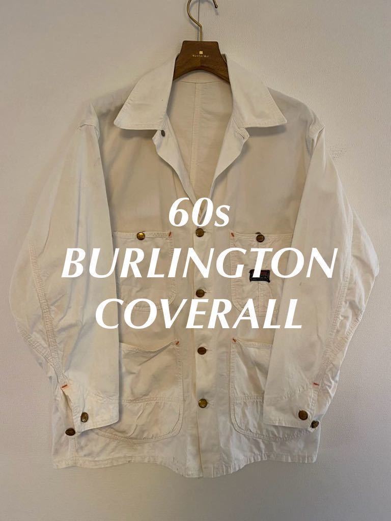 BURLINGTON 60s カバーオール ホワイト USA ヴィンテージ ジャケット アメリカ ビンテージ ホワイト 白 50sワークジャケット コットン 