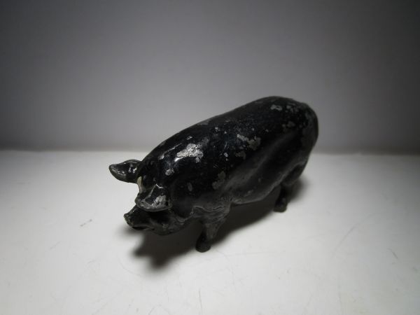 1930～40年代 ヴィンテージ 英国製 黒豚のオブジェ (Lead製) ラージサイズ ミニチュア玩具/ジオラマ玩具/古玩具_画像4