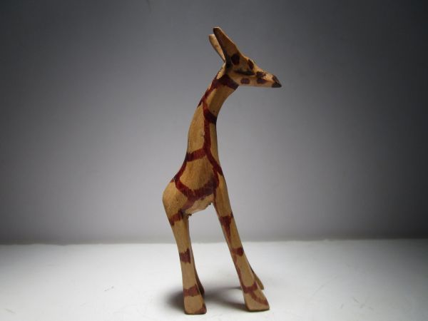 1970～80年代 ヴィンテージ プリミティブアート アフリカ民藝 木彫り キリンのオブジェ 8cmH_画像2