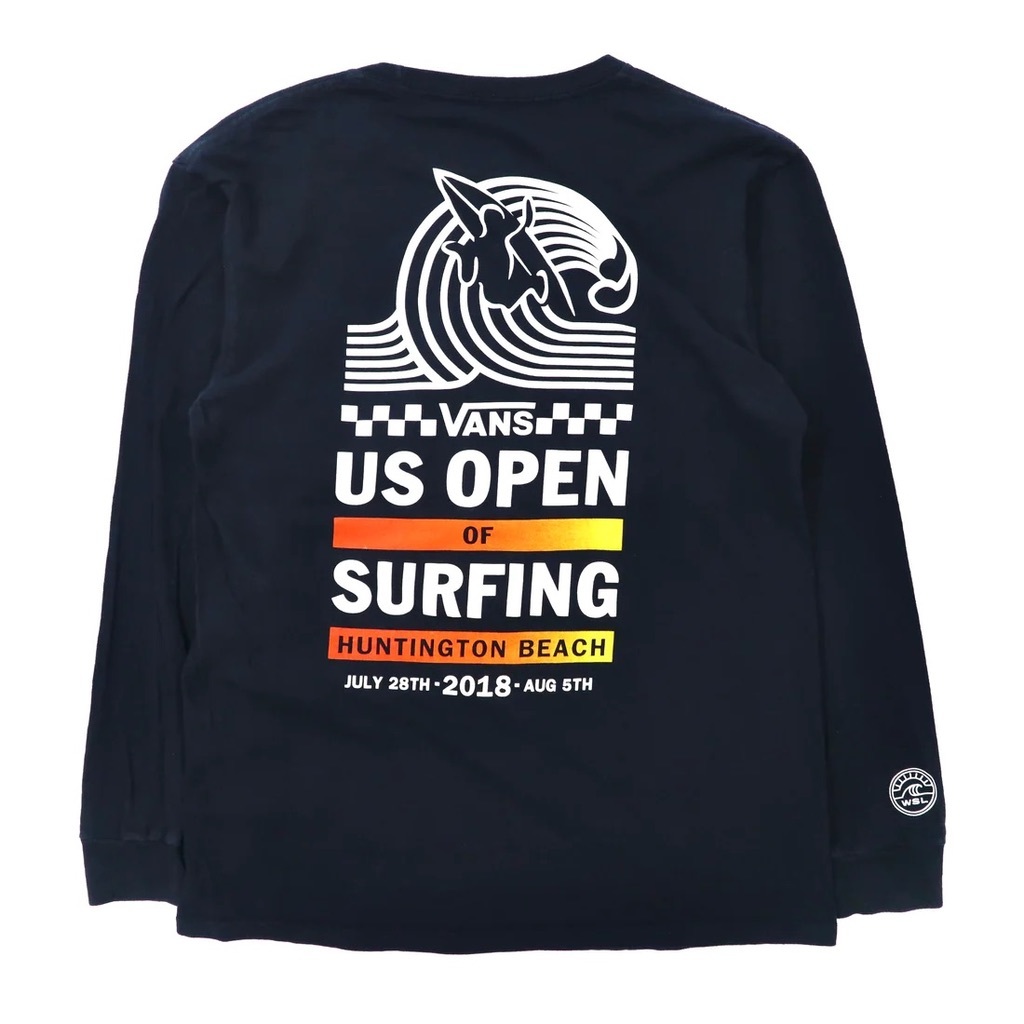 VANS ロングスリーブTシャツ M ネイビー コットン バックプリント US OPEN OF SURFING_画像3