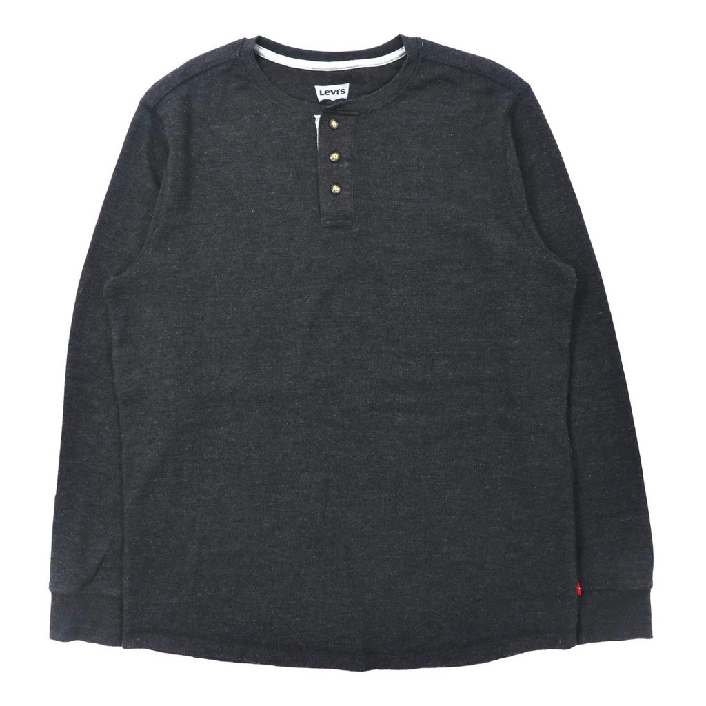 LEVI'S ヘンリーネック ロングスリーブTシャツ M グレー コットン エジプト製_画像1