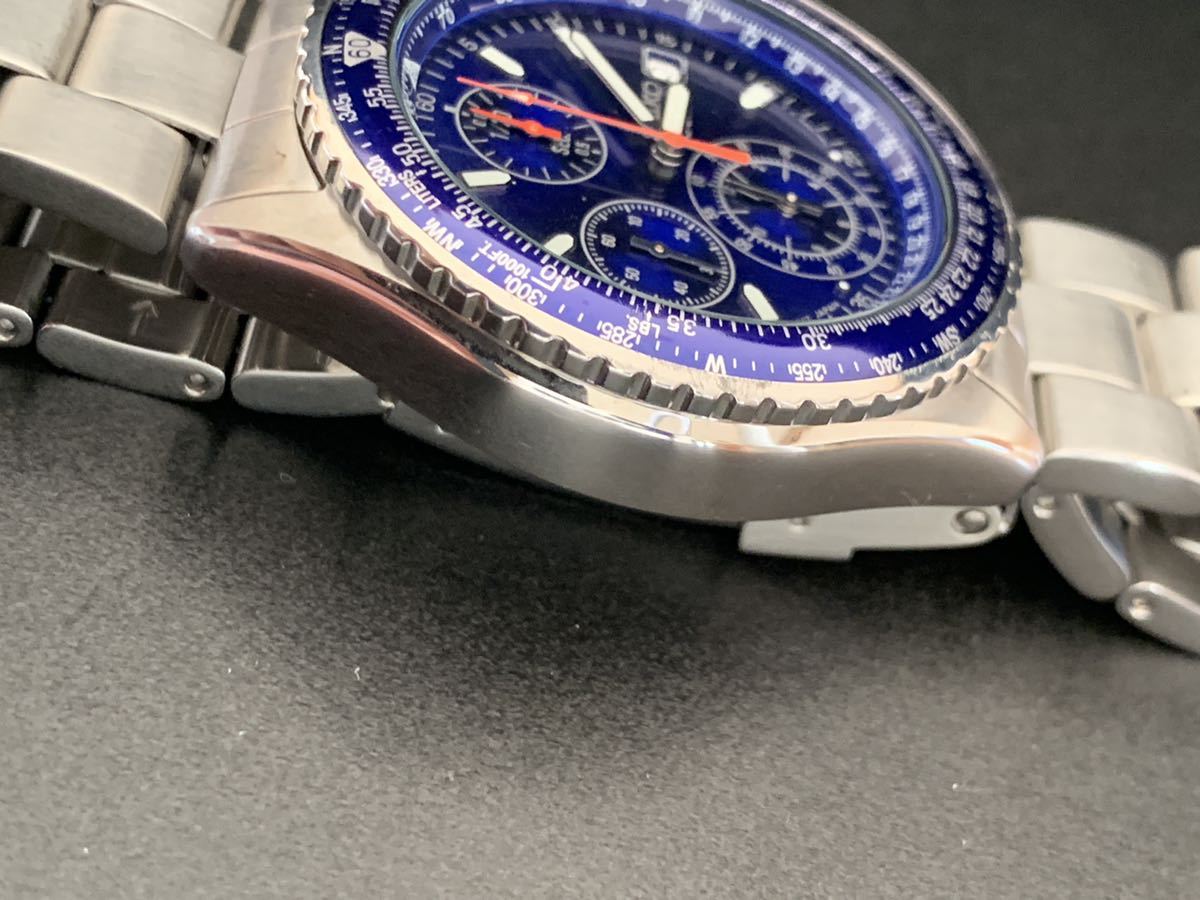 【美品】SEIKO パイロットクロノグラフ 7T92-0CF0 ブルー_画像5