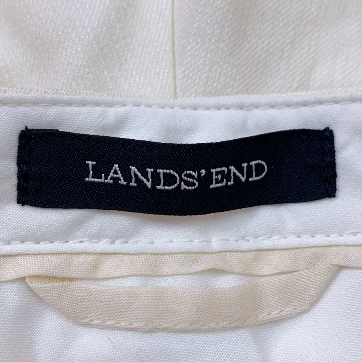 S2539 LANDS’END レディース 無地 上品 シンプル クリーンなホワイトスタイル オフホワイト ポケット ワイドパンツ 薄手 裏地 9分丈 麻混の画像8