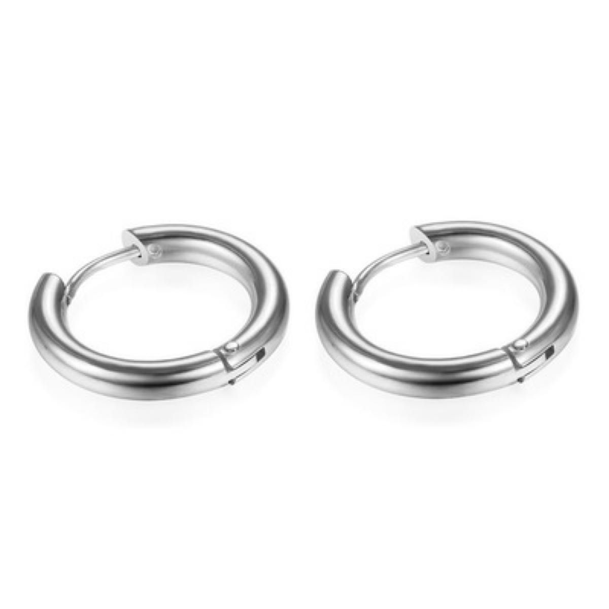 ピアス　リング　2個セット　フープ　両耳　サージカルステンレス　8mm　リングピアス　シンプル　アクセサリー　フープピアス