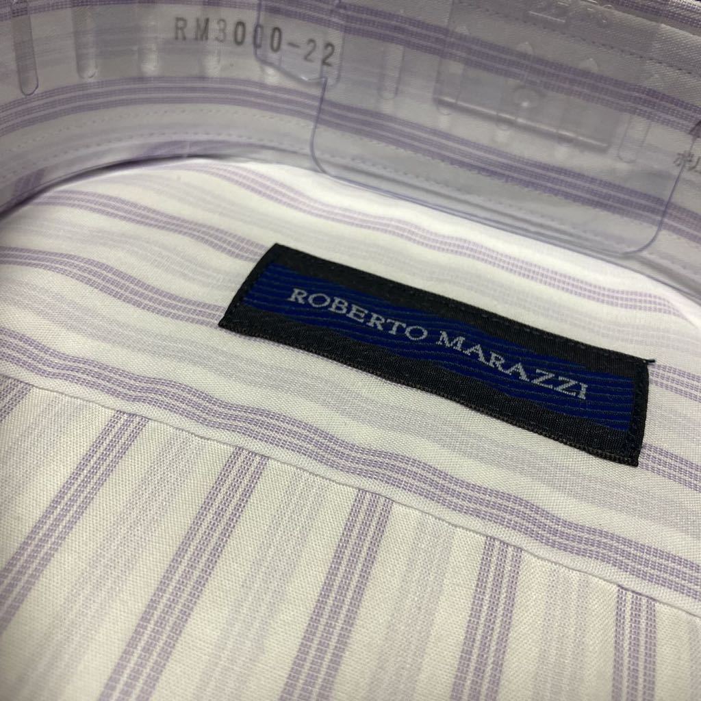 ROBERTOMARAZZI　パープルストライプワイシャツ　M(38-80)　イージーケア　レギュラーカラー