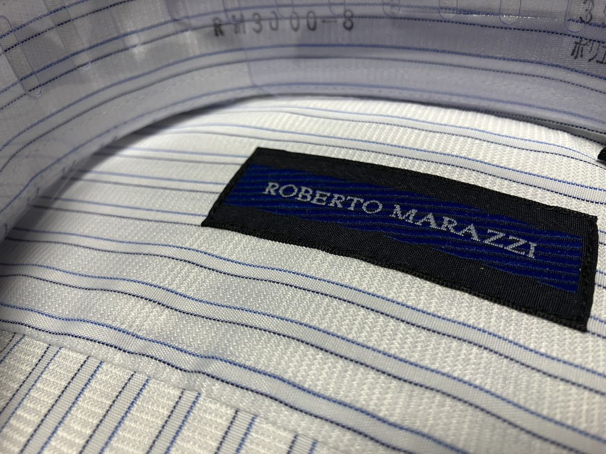 ROBERTOMARAZZI イージーケア 白地ブルーストライプワイシャツ レギュラーカラー M(39-84)  の画像3