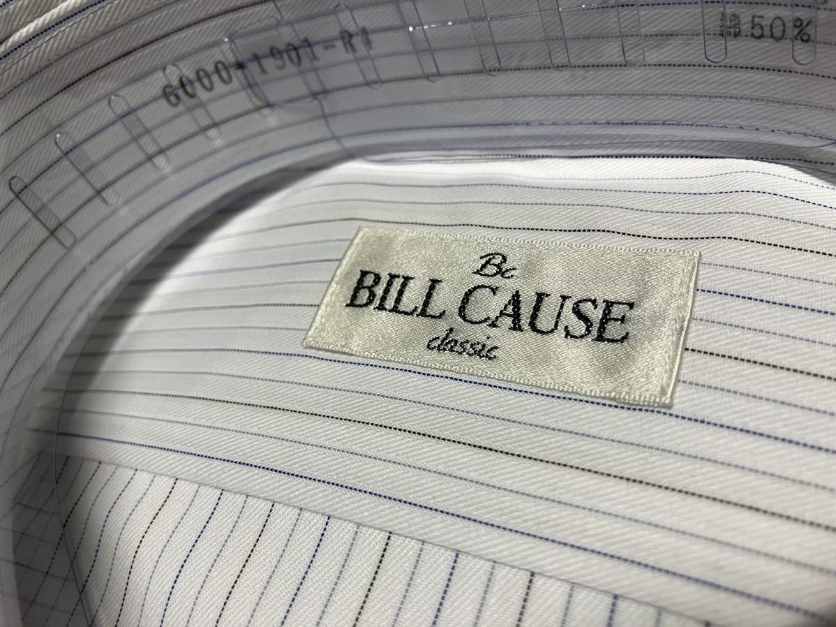 百貨店販売品　BILL CAUSE☆形態安定　白地　黒×青ピンストライプワイシャツ　M(39-78)　レギュラーカラー　　送料無料_画像3
