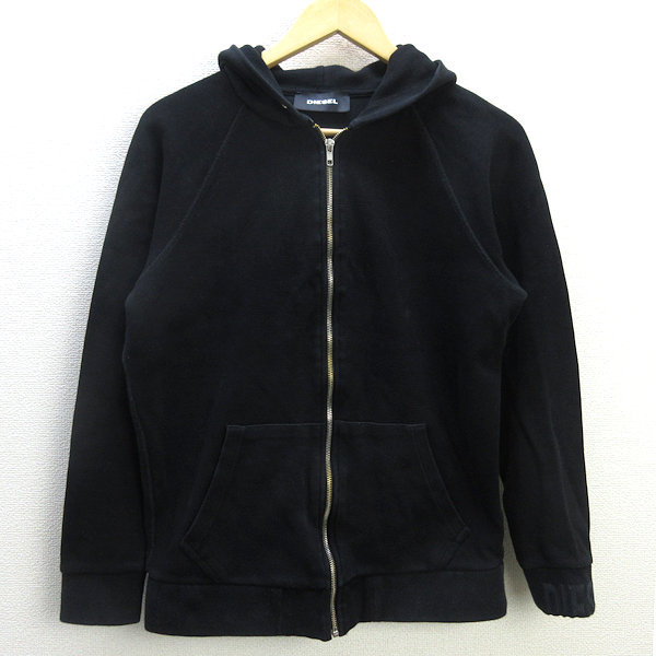 Q■ディーゼル/DIESEL ジップアップパーカ■黒【メンズS】MENS/40【中古】_画像1