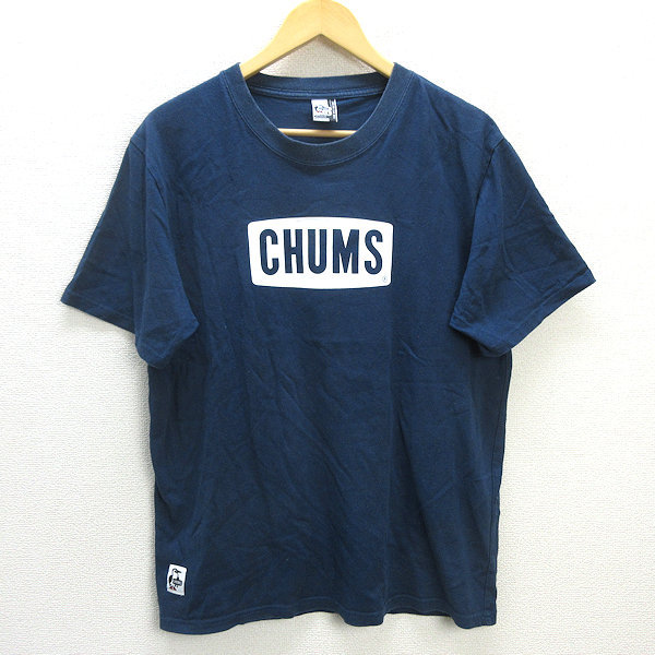 G# Chums /CHUMS Chums Logo принт футболка [L] темно-синий /men\'s/73[ б/у ]#