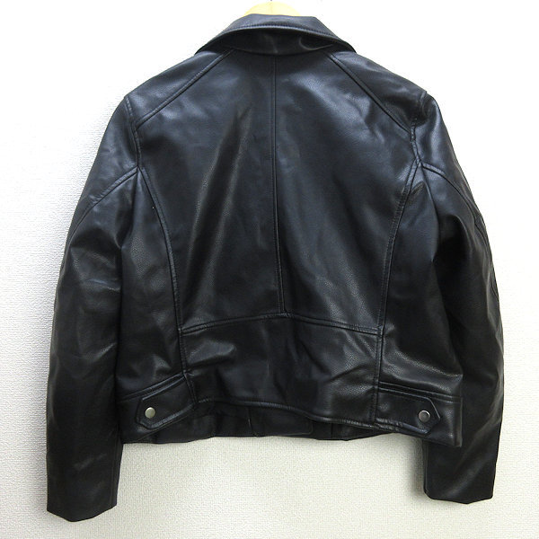 D■エイチアンドエム/H＆M ライダースジャケット JKT【US 12P】黒/LADIES/49【中古】_画像3