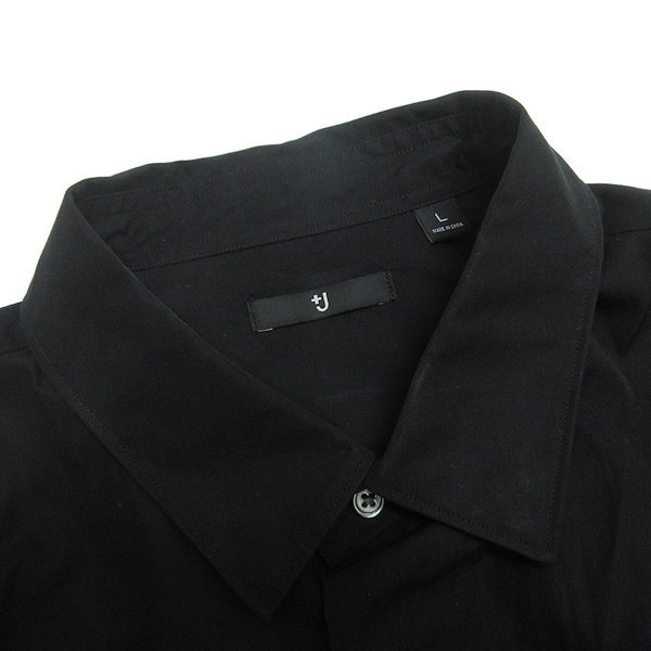 U■ユニクロ/UNIQLO ＋J スーピマコットンオーバーサイズシャツ/331-436112【L】黒/men's/162【中古】■_画像2