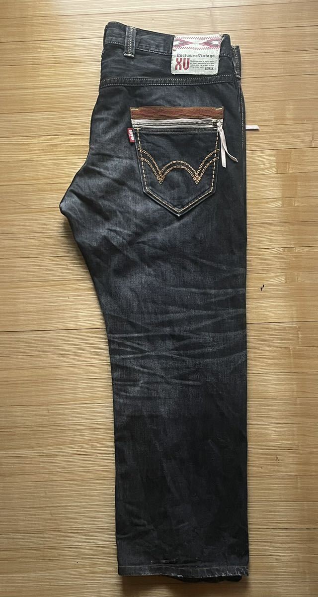 EDWIN Edwin 434XVS EXCLUSIVE VINTAGE made in Japan Western Zip W40 black Denim jeans used processing 