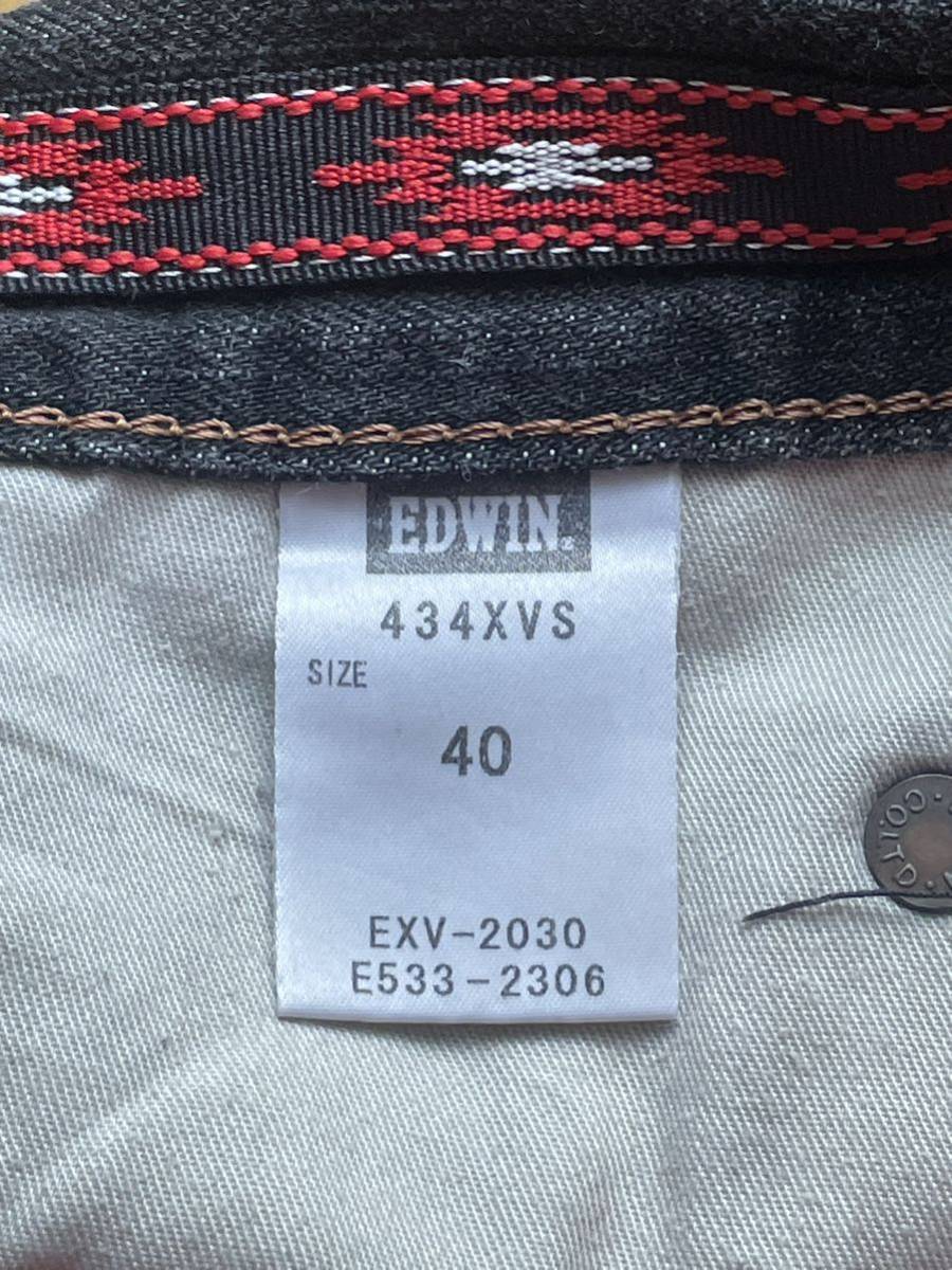 EDWIN Edwin 434XVS EXCLUSIVE VINTAGE made in Japan Western Zip W40 black Denim jeans used processing 