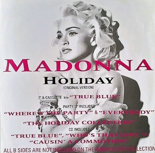 MADONNA　マドンナ　Holiday 91　UK製 宣伝用 ディスプレイ ポスター　：　約30㎝ x 30cm ぐらい