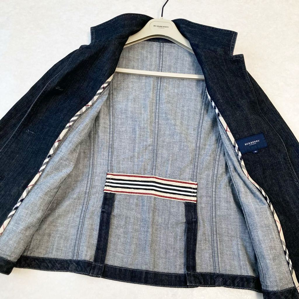 大きいサイズ◆美品◆バーバリー BURBERRY 44/13号/XL-3L ストレッチデニムジャケット&メガチェックロングスカート スーツ 春コーデ♪_画像4