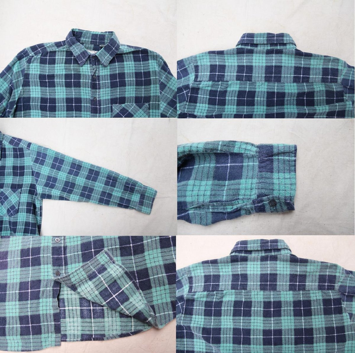 80s 90s VINTAGE ヴィンテージ USED 古着 Open Trails L/S Flannel Shirts Check 長袖フランネルシャツ チェック柄 Cotton L Green Navy_画像4