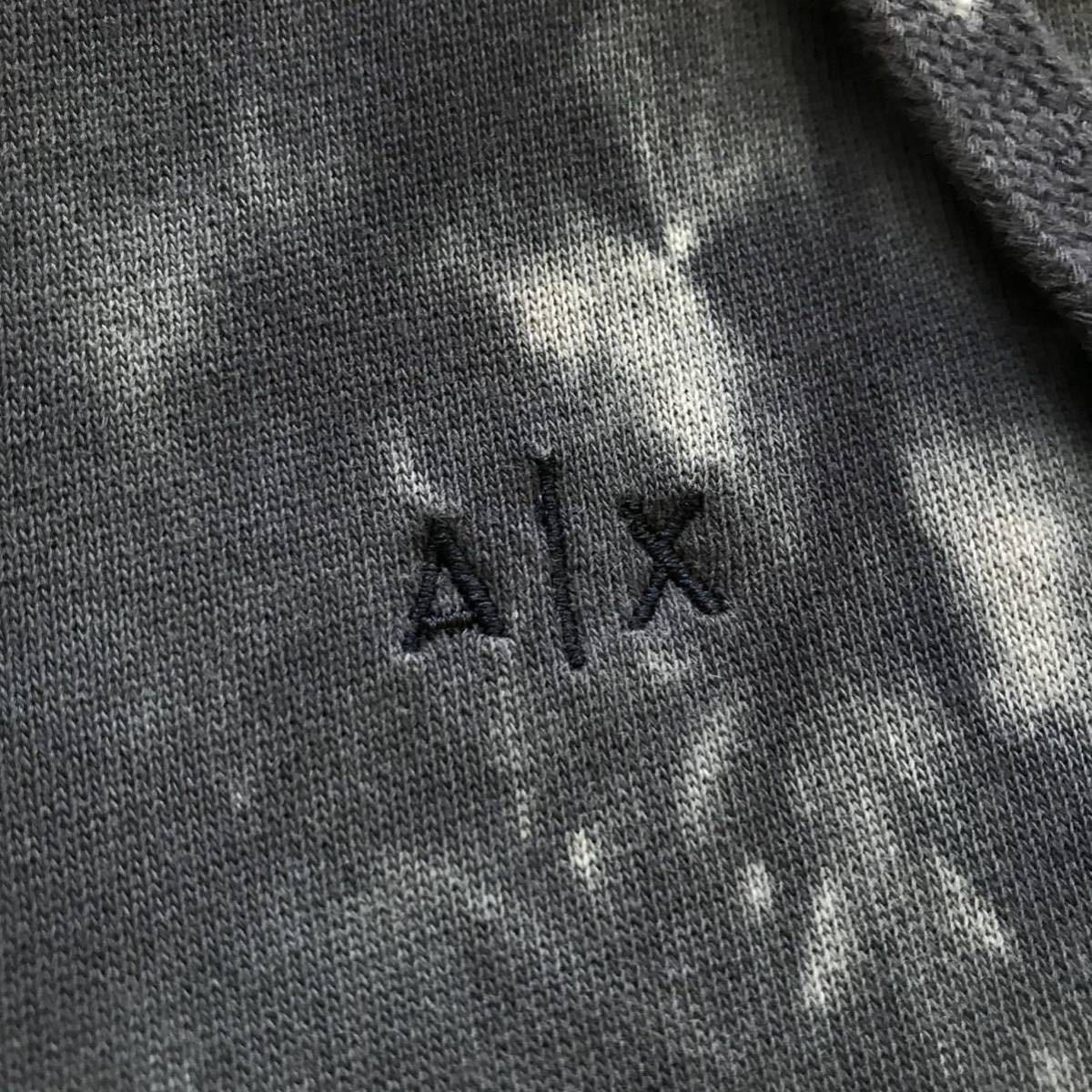 美品/Lサイズ★ アルマーニ エクスチェンジ ARMANI EXCHANGE ブリーチ加工 Wジップ パーカー ジャケット スウェット ブルゾン ロゴ刺繍 黒_画像4