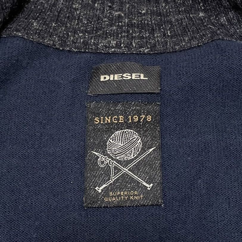 ディーゼル DIESEL ドライバーズニット ジップアップ ニット ジャケット ブルゾン Mサイズ ロゴ刺繍 ネイビー メンズ_画像9