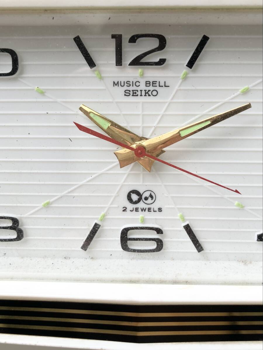 【時計】 ゼンマイ式 SEIKO RBM209 ＊ セイコー JAPAN刻印 レトロ 置き時計 アラーム 目覚まし 昭和 ミュージックベル オルゴール レア _画像6