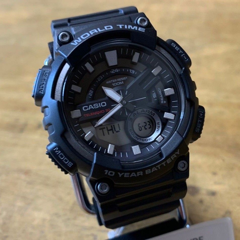 カシオ CASIO アナデジ クオーツ メンズ 腕時計 AEQ-110W-1A ブラック